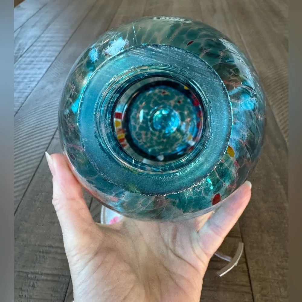 Handcrafted Hummingbird Feeder with Perch - Hand Blown Glass